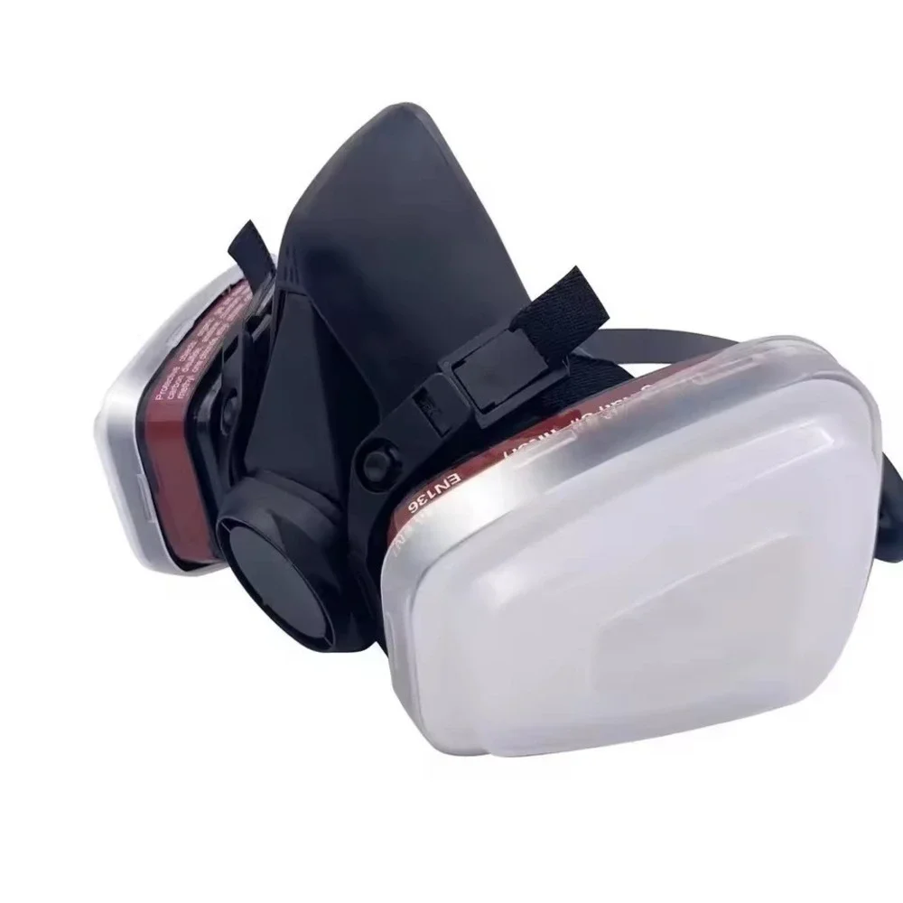 6200 Black Half Face Respirator‎ Mask & Anti-Fog Goggles Set (8-In-1 Kit)